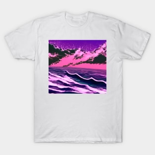 Aesthetic Vaporwave Ocean Waves T-Shirt